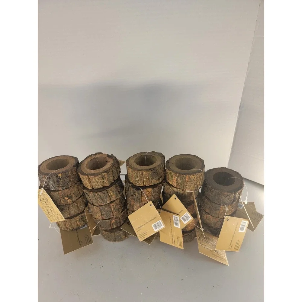 Robert Stanley Wood Bark Napkin Ring Rustic Farmhouse Fall Table Decor Natural